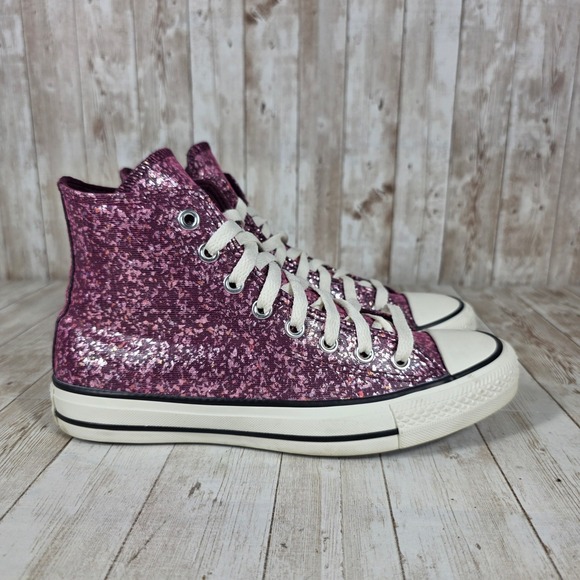 Converse All Star High Top Purple Glitter Sneakers Women's Size 8.5 - Picture 1 of 8